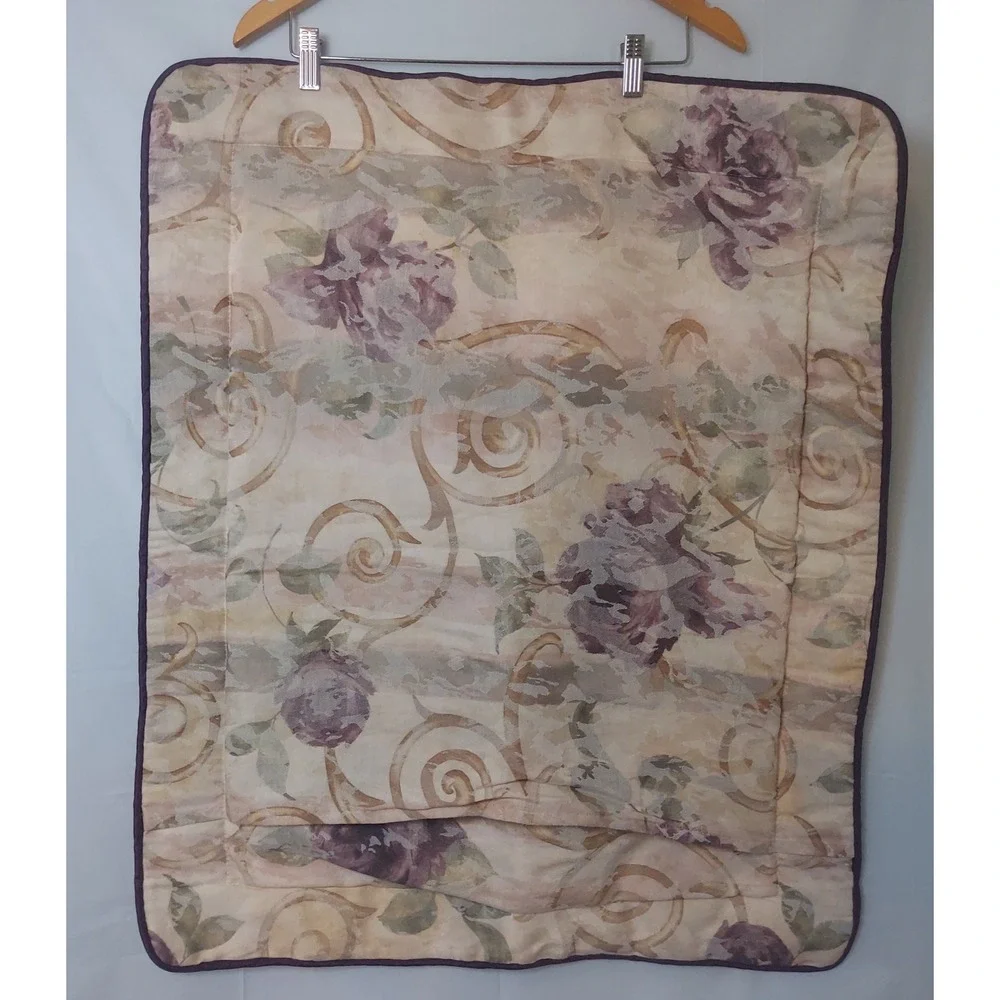 Croscill Home Fashions Floral Scroll Purple Rose Pillow Sham Style 3489 USA Made